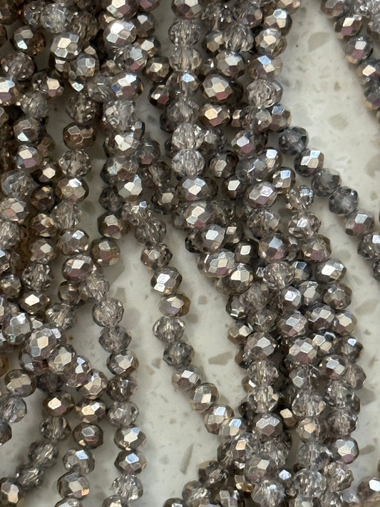 GLASS RONDELLE 4X3MM TAN 1 STRAND