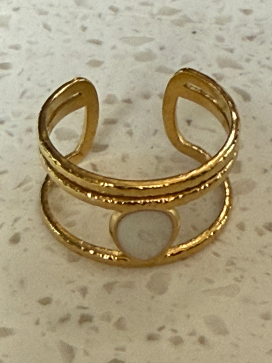 RING (SORTIJA) STAINLESS STEEL GOLD PLATE 18KT WITH MOTHER OF PEARL