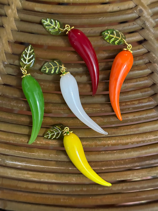 LAMPWORK GLASS CHILI PEPPER PENDANT 1 PC