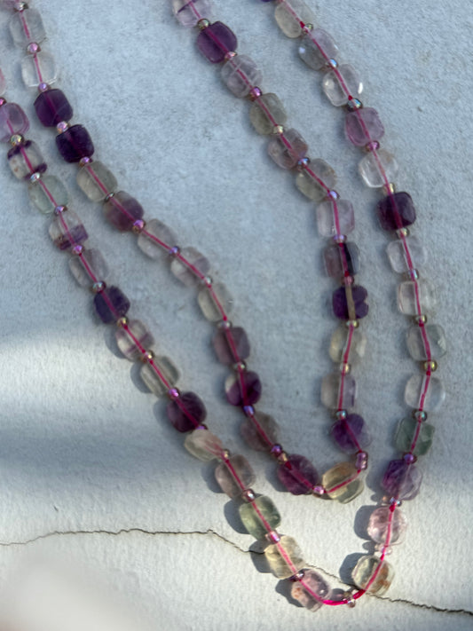 FLUORITE SQUARE FACETED 7X7MM 1 STRAND