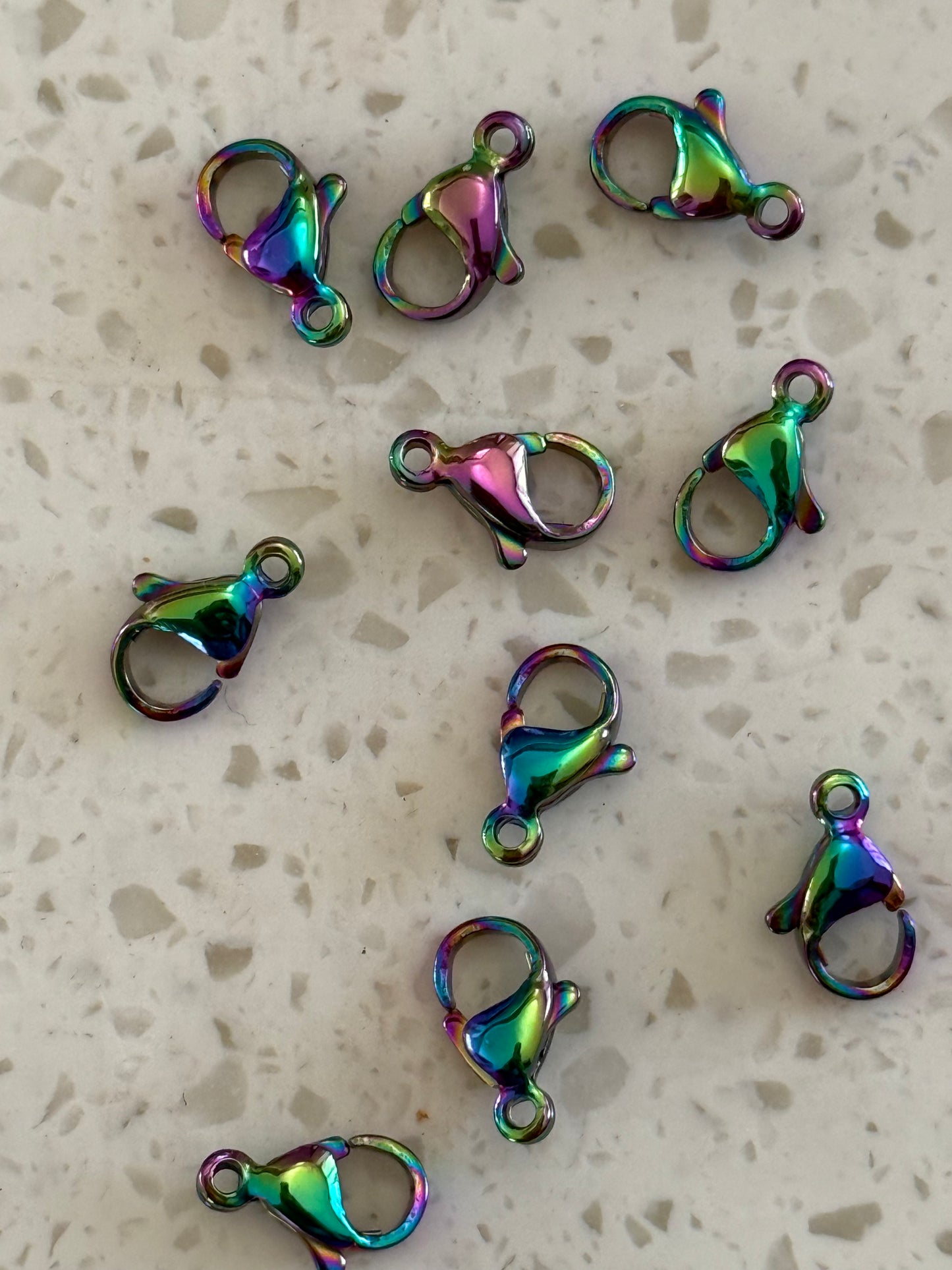 LOBSTER CLASP STAINLESS STEEL RAINBOW 15X9MM 5 PC