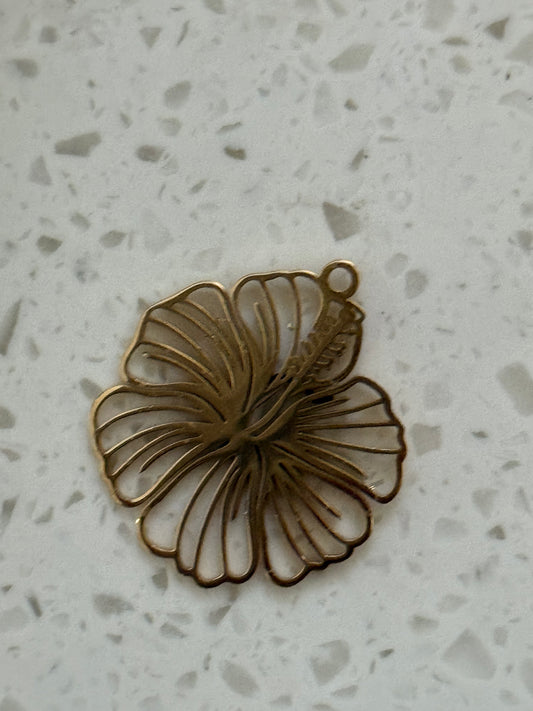 CHARM FLOR DE MAGA LASER CUT STAINLESS STEEL GOLD PLATED 35MM 1 PC