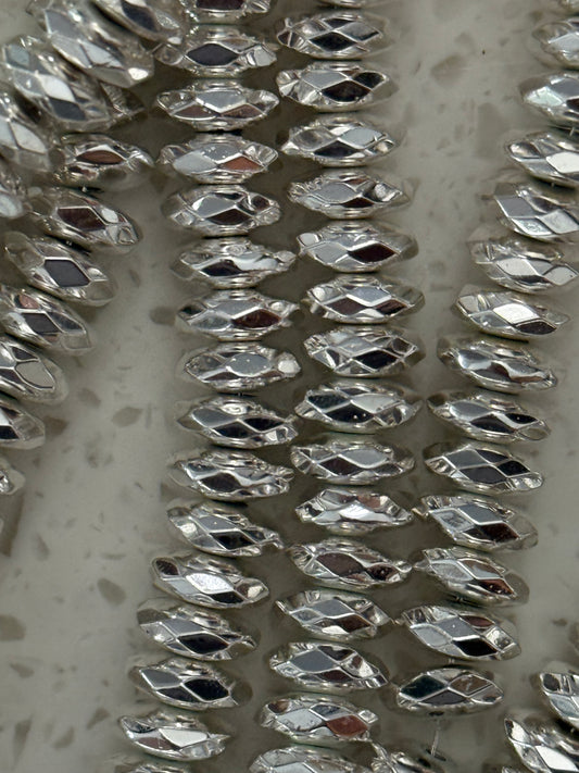 HEMATITE RONDELLE 7-8MM SILVER PLATED ABOUT 101 BEADS PER 1 STRAND