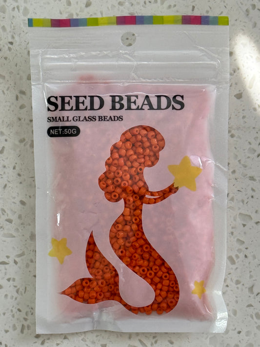 SEED BEAD 8/0 3MM DARK ORANGE 50 GM PACK