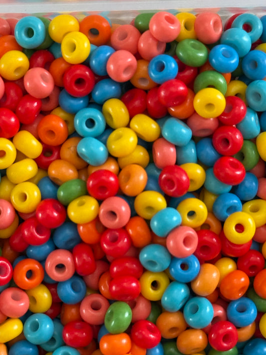 SEED BEAD 8/0 3MM MIXED BRIGHT COLORS 50 GM PACK