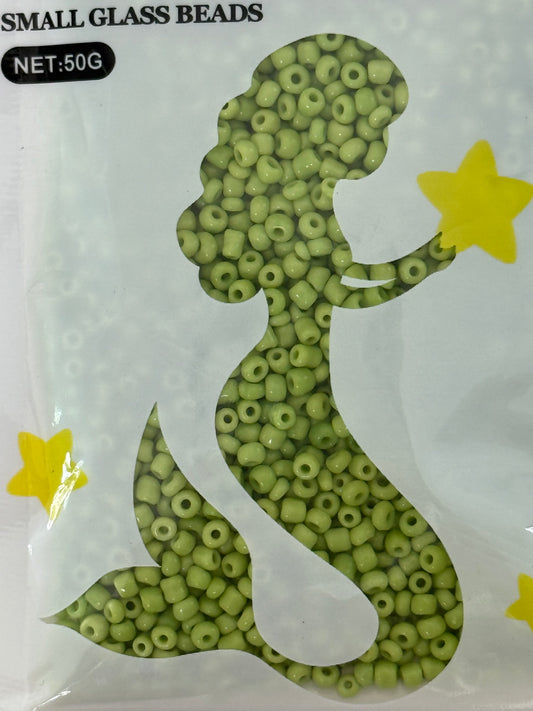 SEED BEAD 8/0 GREEN YELLOW 50GM PACK