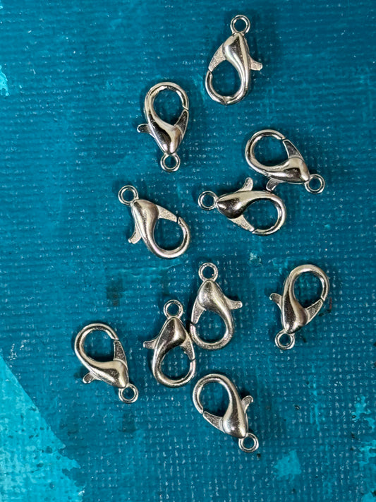 LOBSTER CLASP 12X6MM PLATINUM 10 PC
