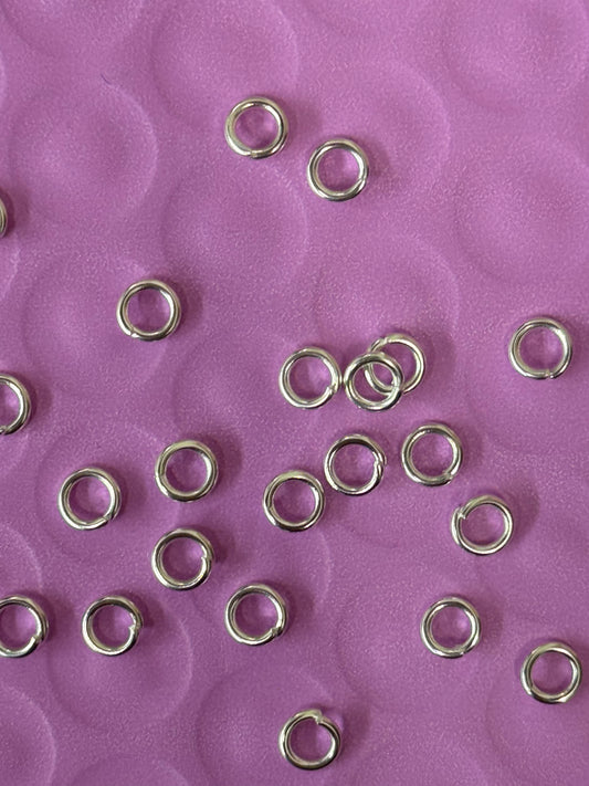 JUMPRING 4MM STAINLESS STEEL 20 GAUGE SILVER PLATE 50 PC