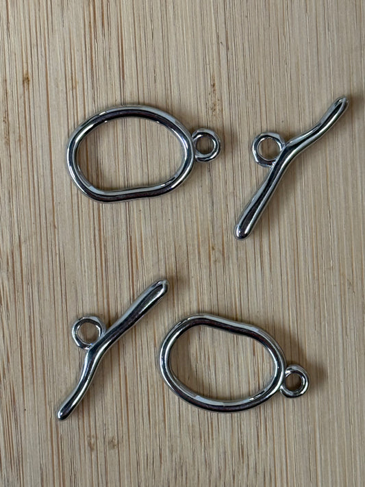 TOGGLE CLASP OVAL 25X15MM STAINLESS STEEL 2 SETS