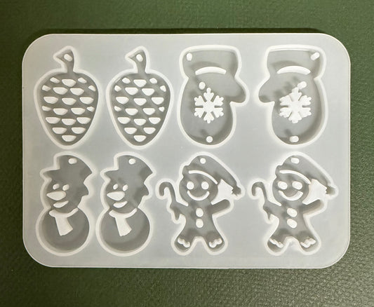 MOLD RESIN, SOAP, OR CANDLE 8 CHRISTMAS SHAPES