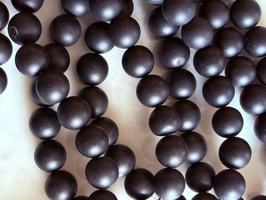 BLACKSTONE 12MM ROUND ABOUT 33 BEADS PER 1 STRAND