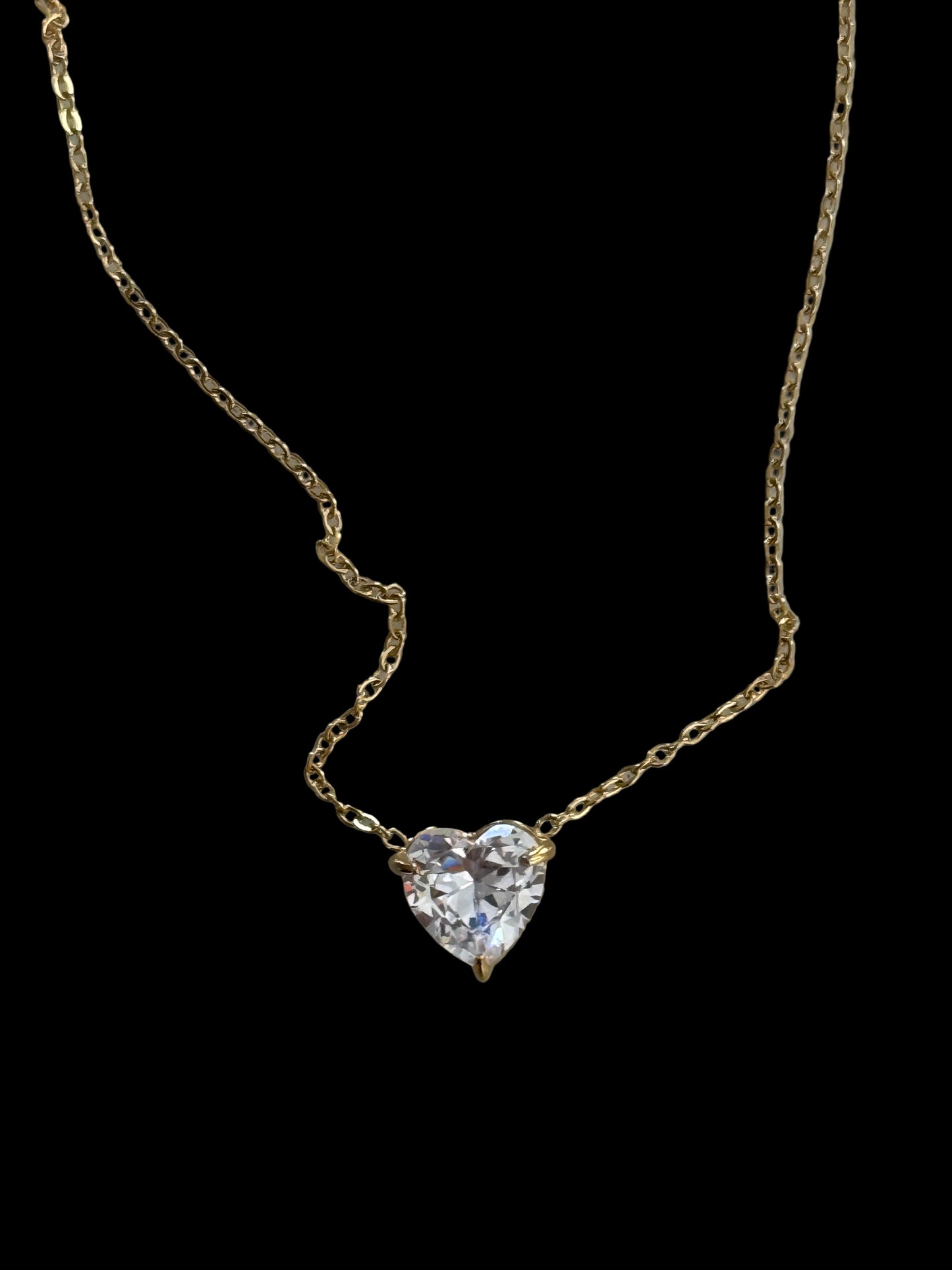 NECKLACE CHAIN STAINLESS STEEL CUBIC ZIRCONIA HEART