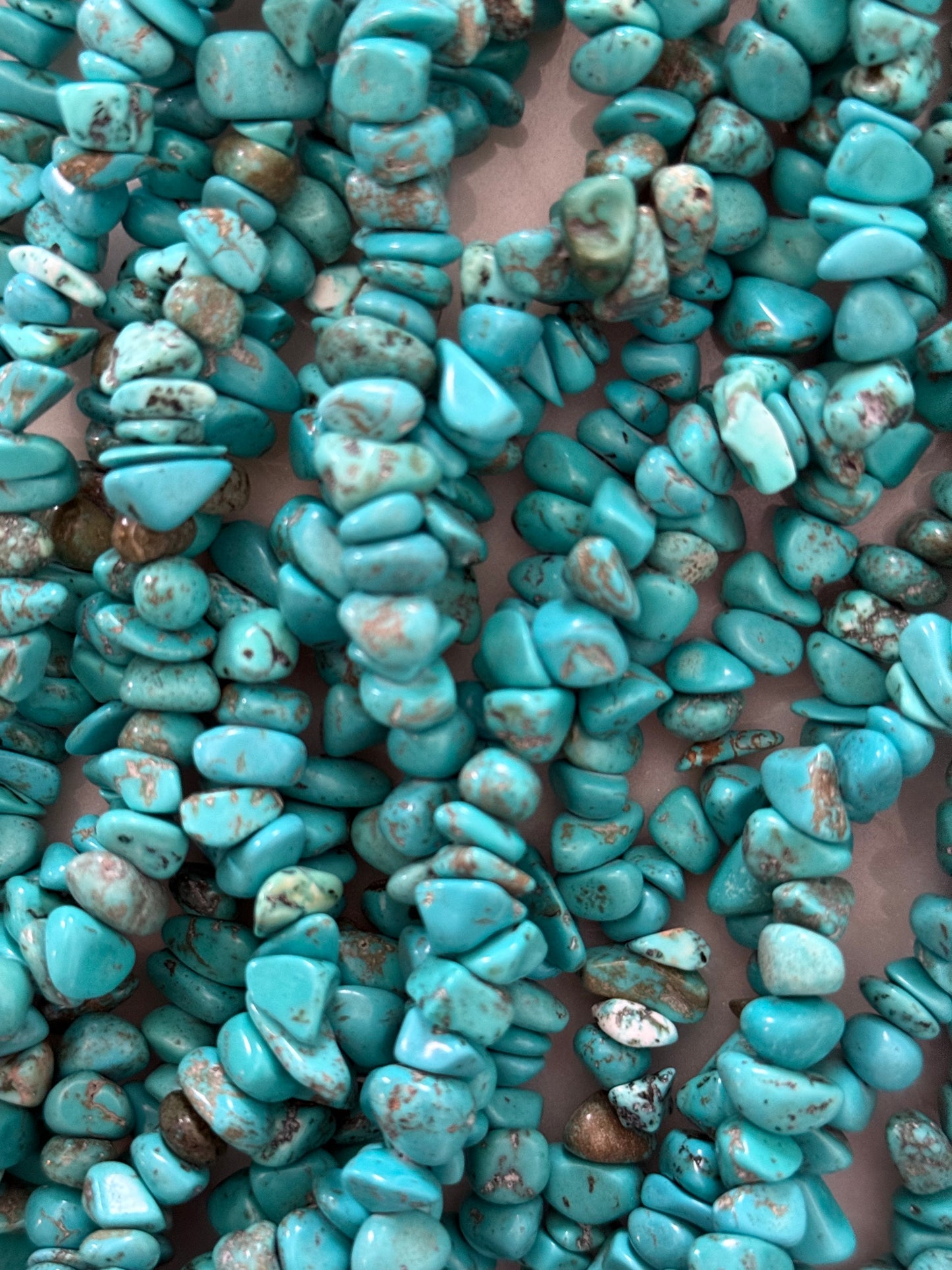 TURQUOISE CHIP 5-8MM SYNTHETIC 31.5 INCHES STRAND