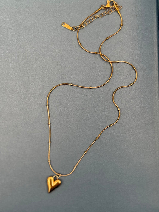 NECKLACE CHAIN 18KT GP STEEL WITN HEART PENDANT 10X9MM 1 PC