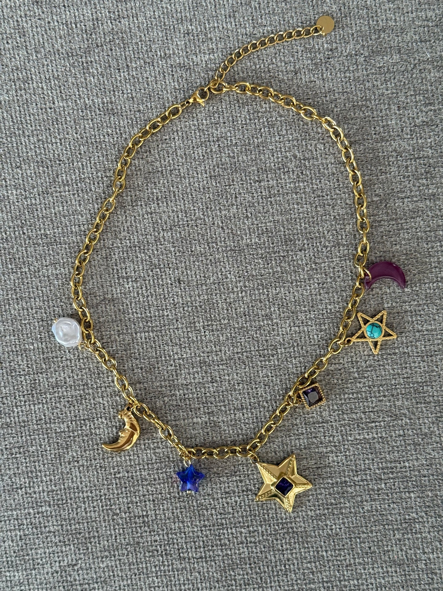 BRACELET CHAIN GOLD PLATED 18KT WITH 6 CHARMS