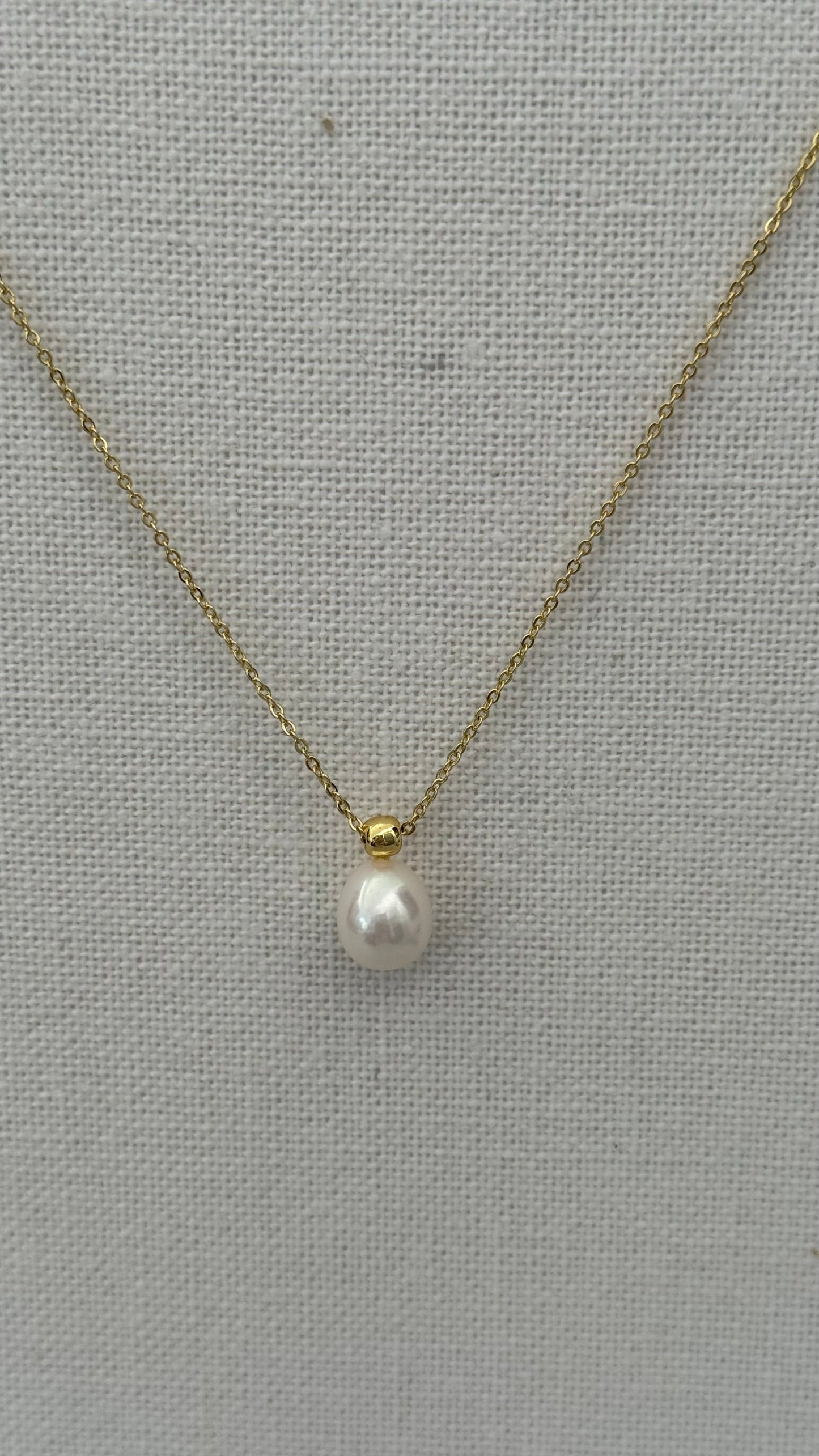 CHAIN NECKLACE WITH FRESHWATER PEARL WHITE RICE 1 PC