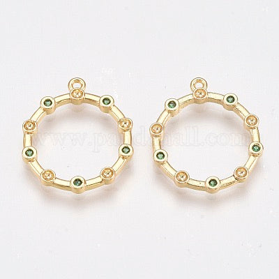 PENDANT CIRCLE GOLD PLATE 18 KT CUBIC ZIRCONIA MULTICOLOR 2PC