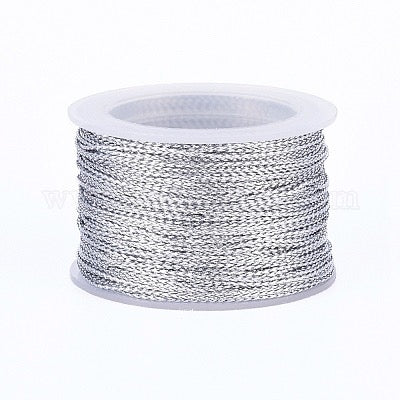 METALLIC CORD 1MM SILVER ABOUT 20 METERS PER 1 ROLL