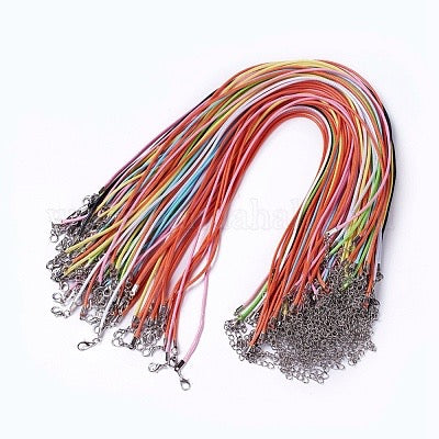 NECKLACE WAXED CORD 2MM WIDE 17.8 INCHES LONG MULTI COLORS 5 PC