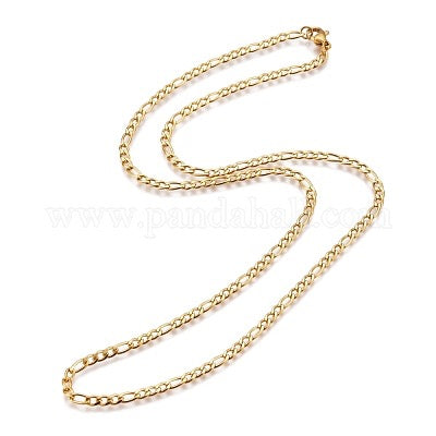 NECKLACE CHAIN FIGARO STAINLESS STEEL GOLD PLATED 19.6 INCHES LONG 1 PC