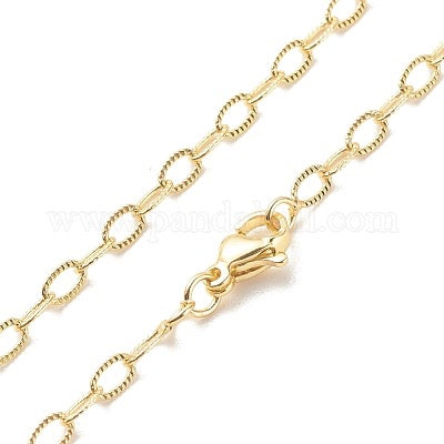CHAIN NECKLACE CABLE LINK GOLD PLATED 18KT 17.5 INCHES LONG 1 PC