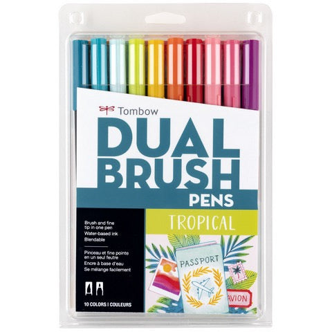 DUAL BRUSH PEN 10 TROPICAL COLORS SET