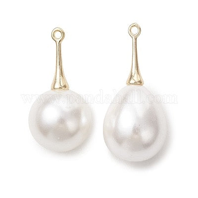SHELL PEARL PENDANT SET 2 STYLES 24X12MM GOLD PLATE 1 SET