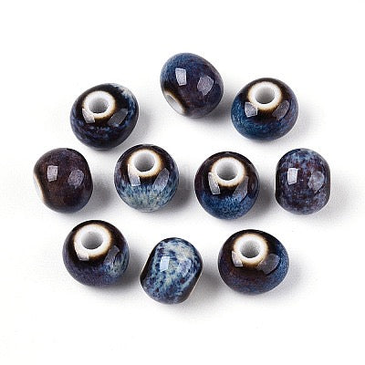 RONDELLE PORCELAIN MARINE BLUE 9MM 20 PC