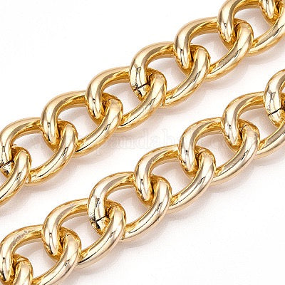 ALUMINUM CHAIN CURB LIGHT GOLD LINK 23X18MM SOLD PER FOOT