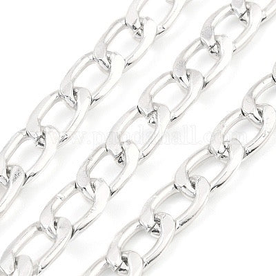 ALUMINUM CHAIN CUBAN PLATINUM LINK 14X9MM SOLD PER YARD