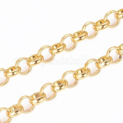 ROLO CHAIN GOLD PLATED LINK 6X2MM SOLD PER YARD
