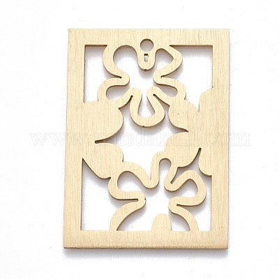 PENDANT RECTANGLE WITH CUT OUT FLOWERS 50X36MM 1 PC