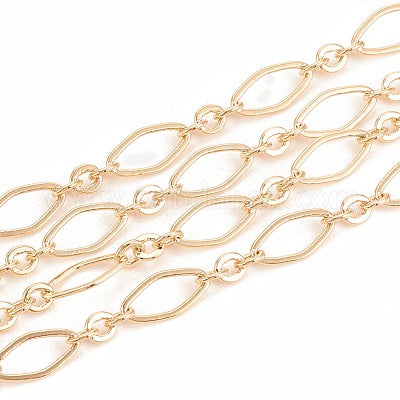 CHAIN FIGARO OVAL GOLD PLATED LINK 9X4.5MM SOLD PER YARD