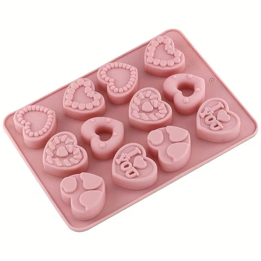 SILICONE MOLD 12 HEARTS 1 PC