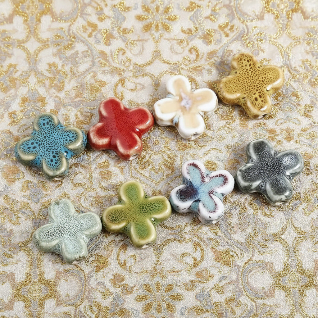 CERAMIC CROSS 22X22MM MIXED COLORS 4 PC