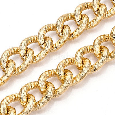 ALUMINUM CHAIN TEXTURED TWIST GOLD LINKS 28X22MM SOLD PER FOOT