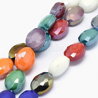 GLASS BEAD PEARL LUSTER 16X12MM OVAL MIXED COLORS