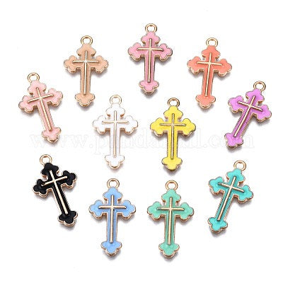 PENDANT CROSS ENAMEL COLORS 25X14MM 5 PC