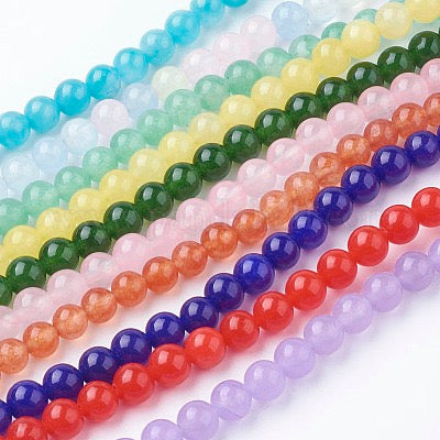 JADE 6MM ROUND MIXED COLORS ABOUT 63 BEADS PER 1 STRAND