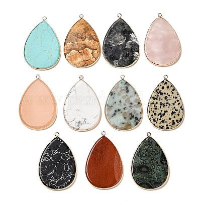 PENDANT TEARDROP 55MM DIFFERENT GEMSTONES 1 PC