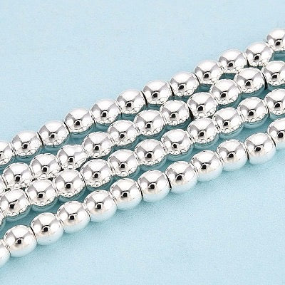 HEMATITE 3MM ROUND SILVER PLATE ABOUT 130-140 BEADS PER 1 STRAND