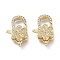 LOBSTER CLASP FLOWER GOLD PLATED 18 KT CUBIC ZIRCONIA MICROPAVE 20X13MM 1 PC
