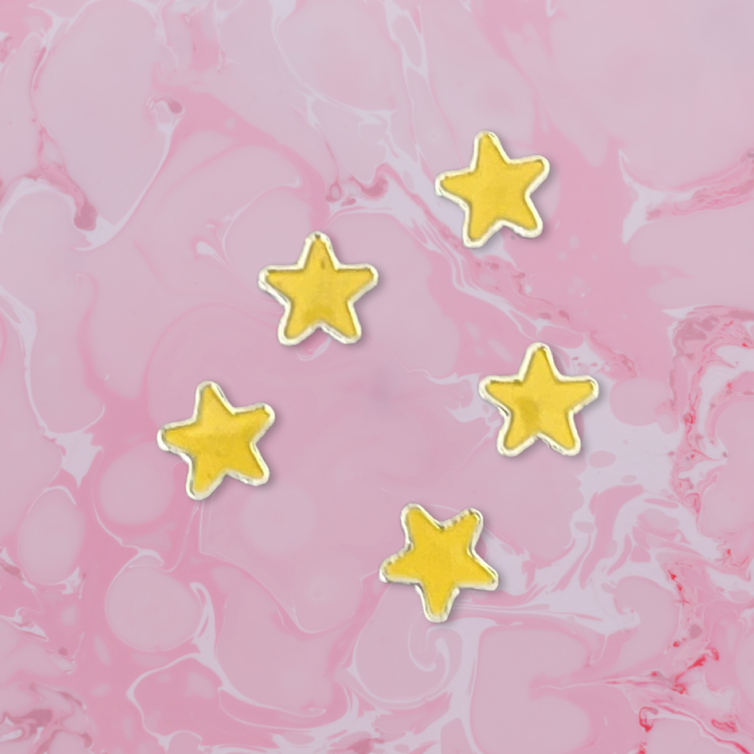 CHARM STAR SILVER YELLOW 8MM 5 PCS NO HOLES