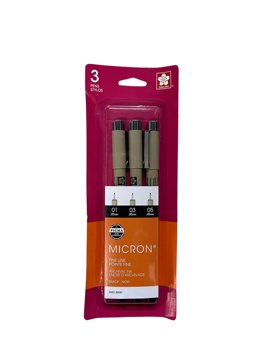 MICRON PEN SET 3 PC BLACK