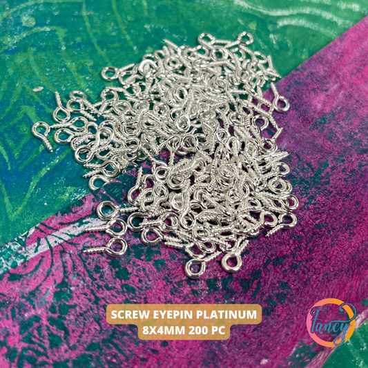 SCREW EYEPIN PLATINUM 8X4MM 50 PC