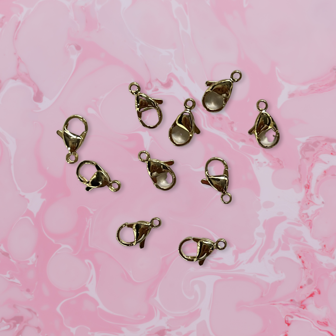 LOBSTER 12X7MM STAINLESS STEEL GP 24KT 10PC