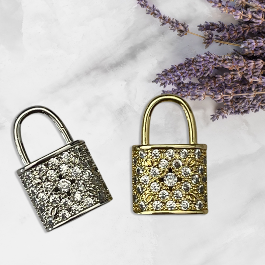 CHARM LOCK GP OR SP CZ PAVE 1 PC