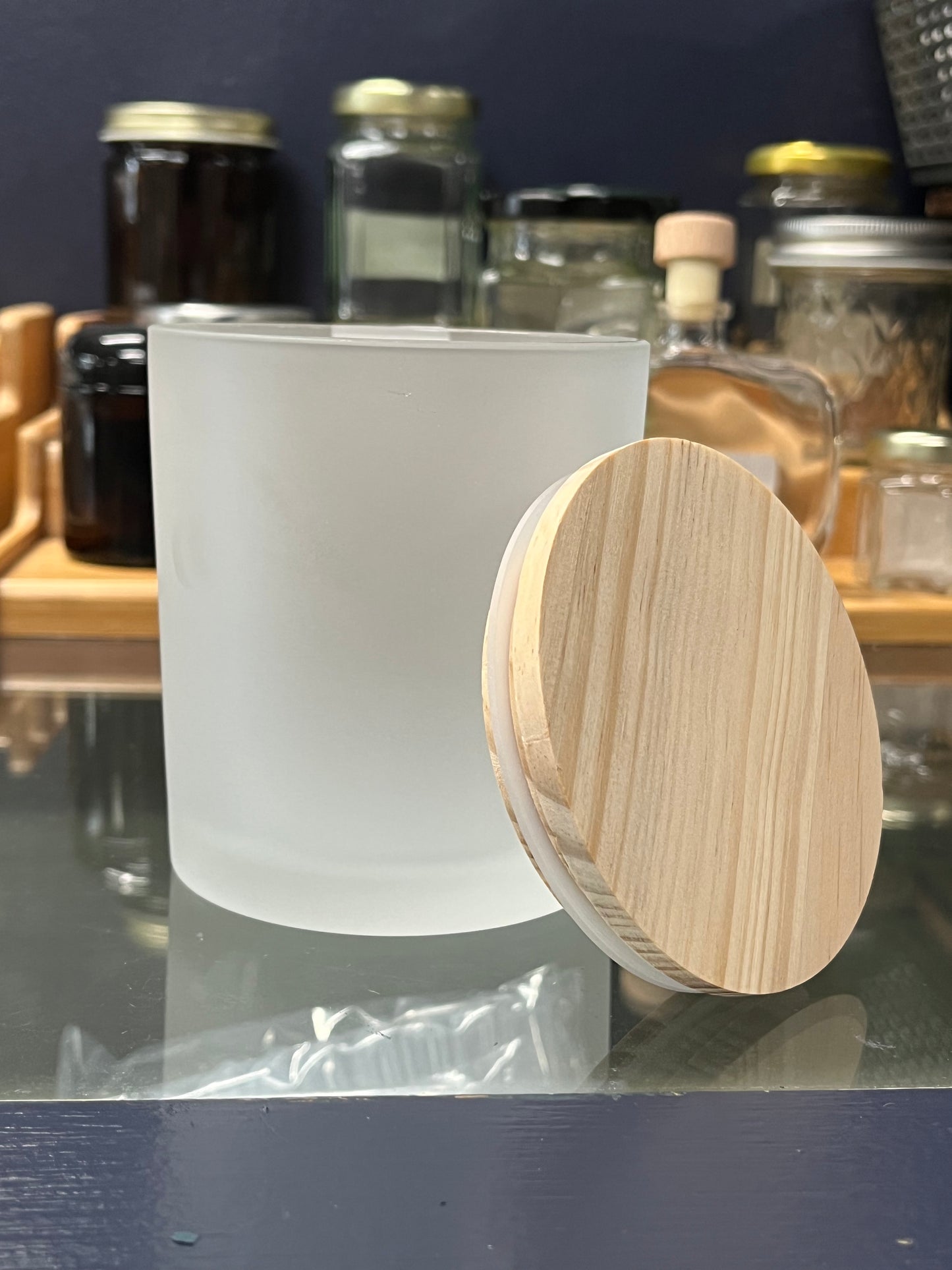 CANDLE CUP 16 OZ WOOD CAP 1 PC