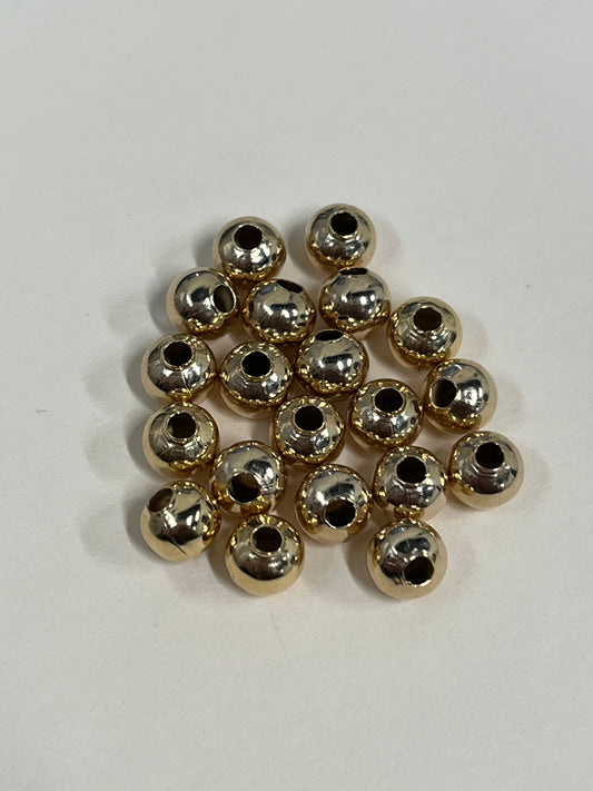 BEAD SST GOLD ROUND 6X5MM HOLE 2.2MM 20 PCS