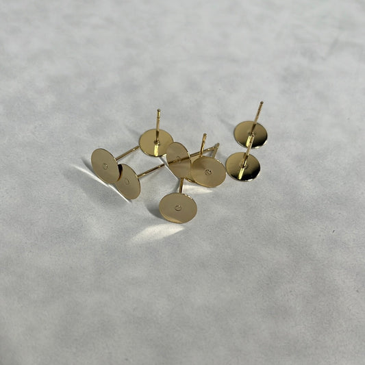 EARRING STUD SST GP FLAT ROUND 8X3MM 10 PCS